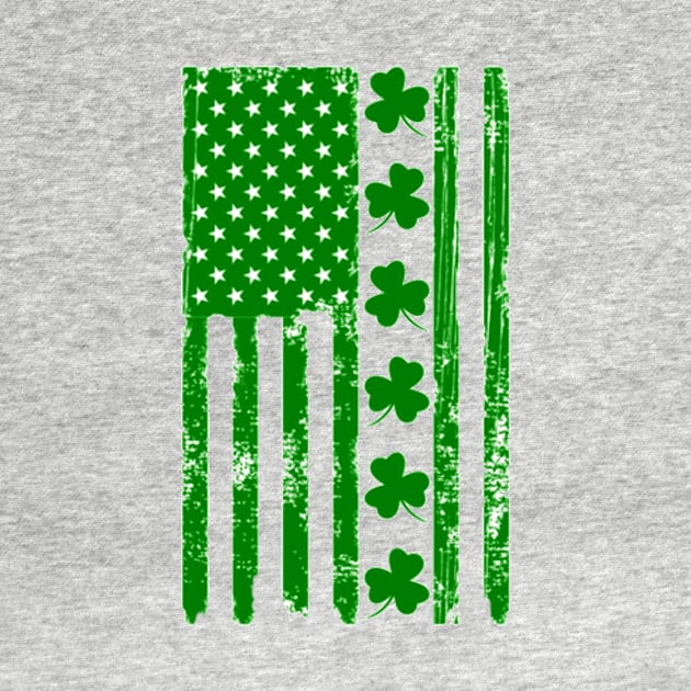 St Patricks Day Shamrock Irish American Flag Grunge by MADesigns